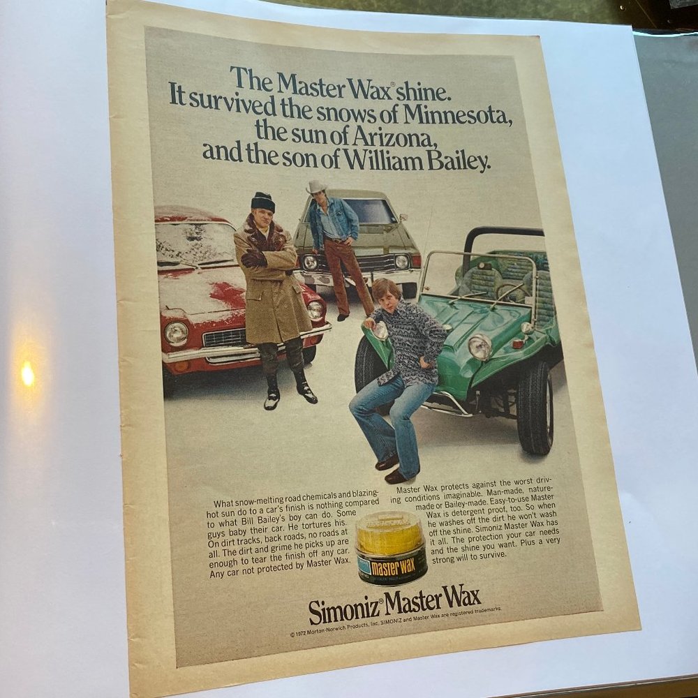 Vintage 70s Sport Magazine Car Wax Ad Poster
